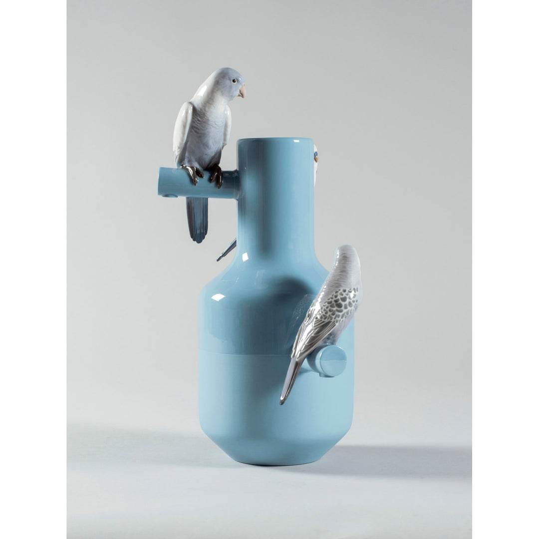 Image 3 Lladro Parrot Parade Vase. Blue - 01007850