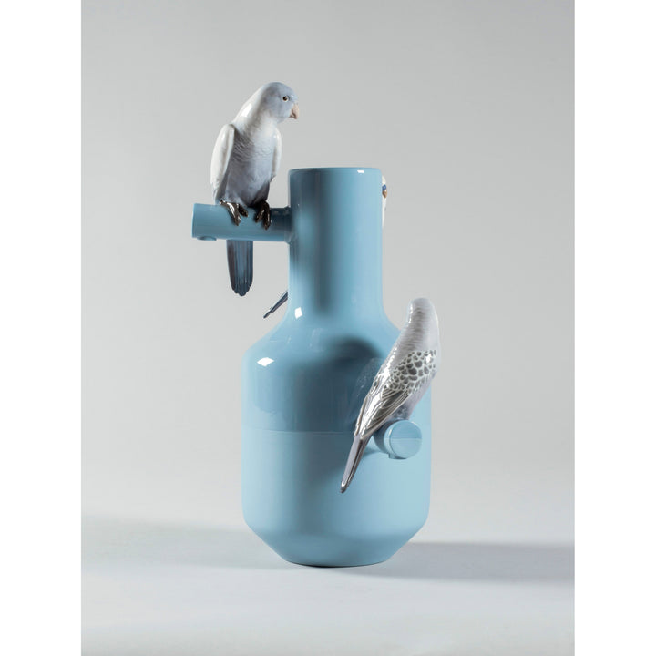 Image 3 Lladro Parrot Parade Vase. Blue - 01007850