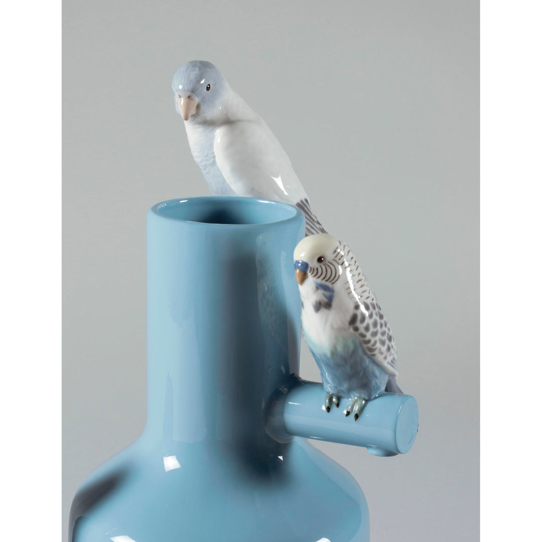 Image 4 Lladro Parrot Parade Vase. Blue - 01007850