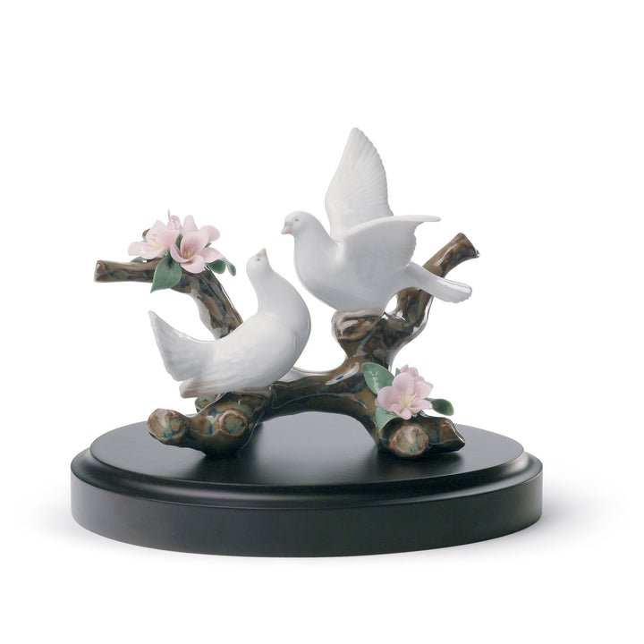 Lladro Doves on A Cherry Tree Figurine - 01008422