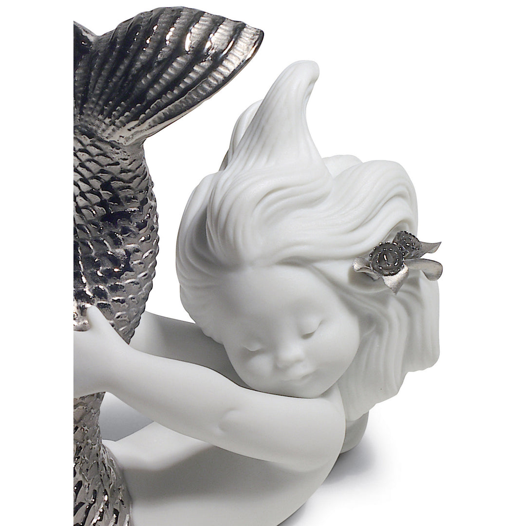 Image 2 Lladro Playing at Sea Mermaid Figurine. Silver Lustre - 01008545