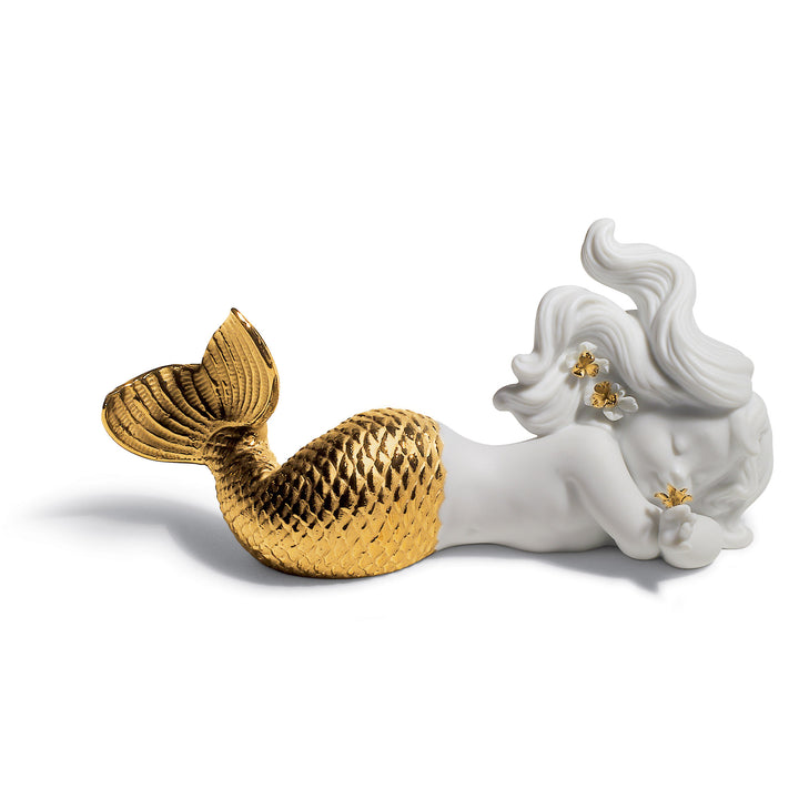 Lladro Day Dreaming at Sea Mermaid Figurine. Golden Lustre - 01008560