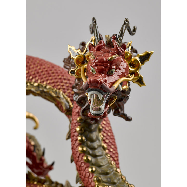 Image 3 Lladro Auspicious Dragon Sculpture. Red. Limited Edition - 01008625