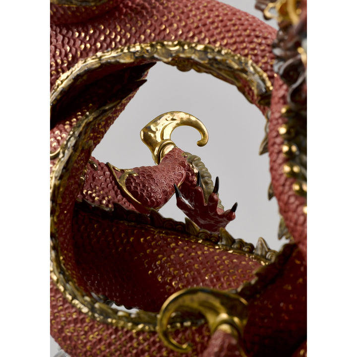 Image 4 Lladro Auspicious Dragon Sculpture. Red. Limited Edition - 01008625