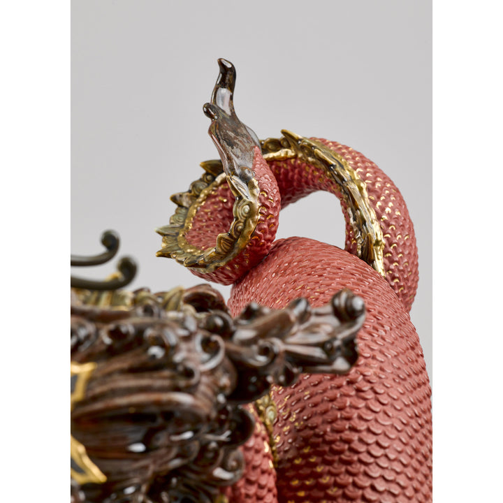 Image 5 Lladro Auspicious Dragon Sculpture. Red. Limited Edition - 01008625