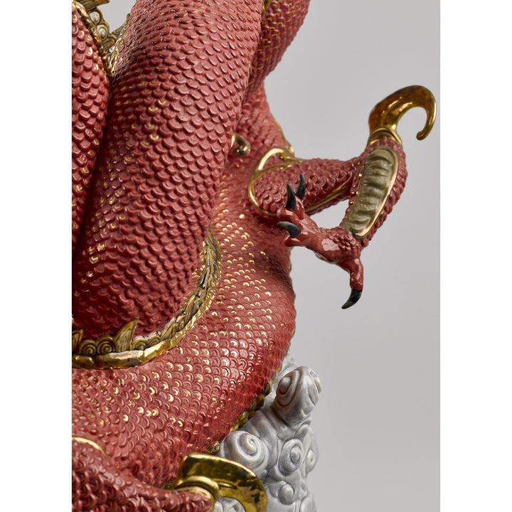 Image 6 Lladro Auspicious Dragon Sculpture. Red. Limited Edition - 01008625