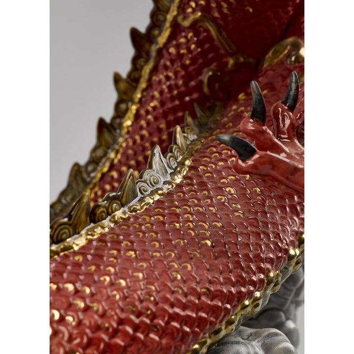 Image 7 Lladro Auspicious Dragon Sculpture. Red. Limited Edition - 01008625