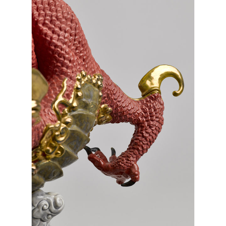 Image 8 Lladro Auspicious Dragon Sculpture. Red. Limited Edition - 01008625