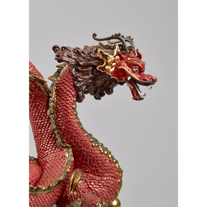 Image 9 Lladro Auspicious Dragon Sculpture. Red. Limited Edition - 01008625
