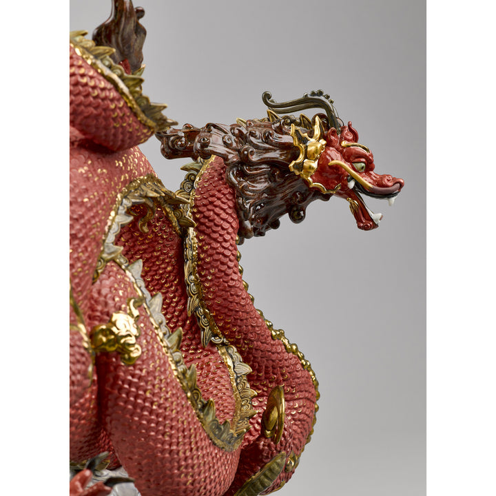 Image 11 Lladro Auspicious Dragon Sculpture. Red. Limited Edition - 01008625
