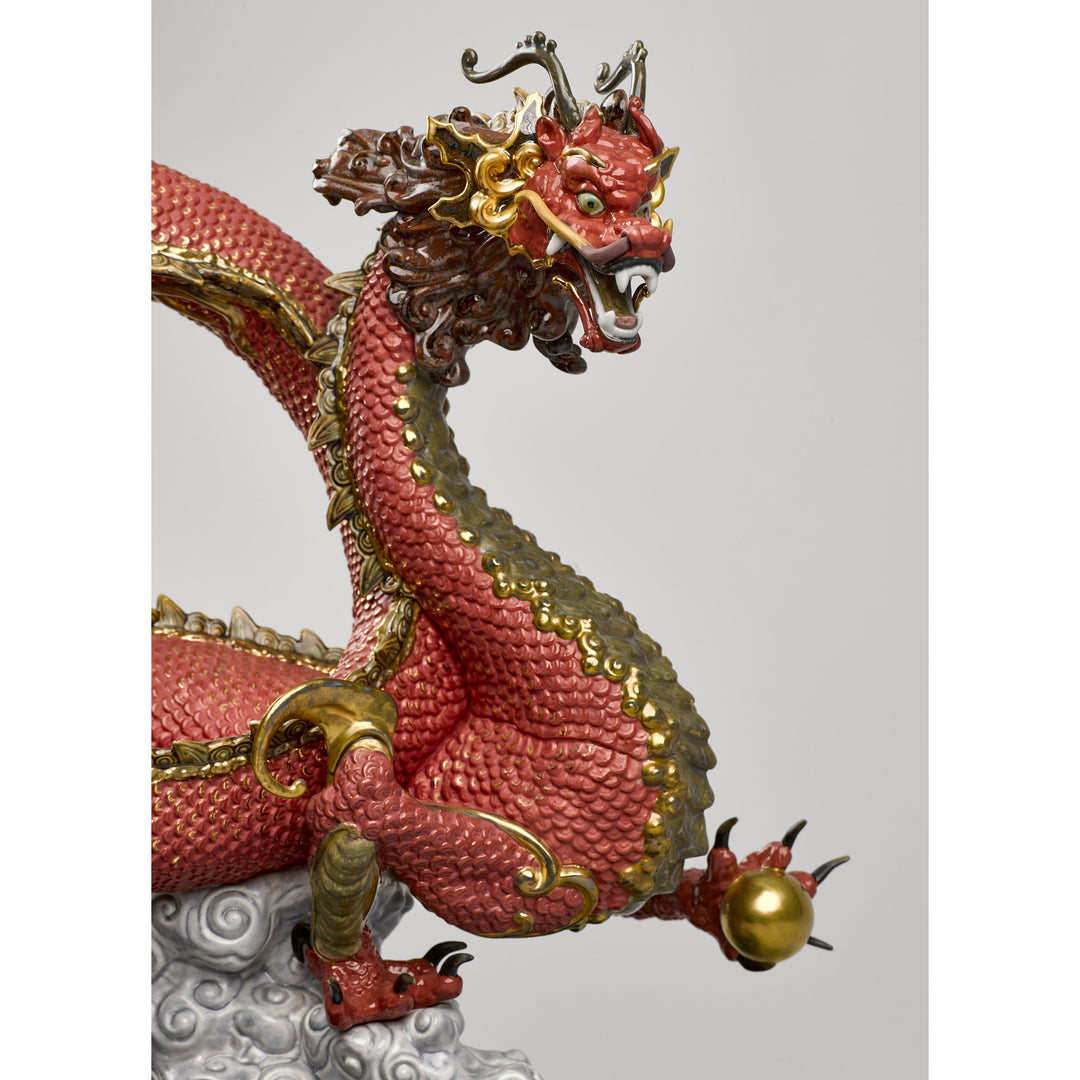Image 12 Lladro Auspicious Dragon Sculpture. Red. Limited Edition - 01008625