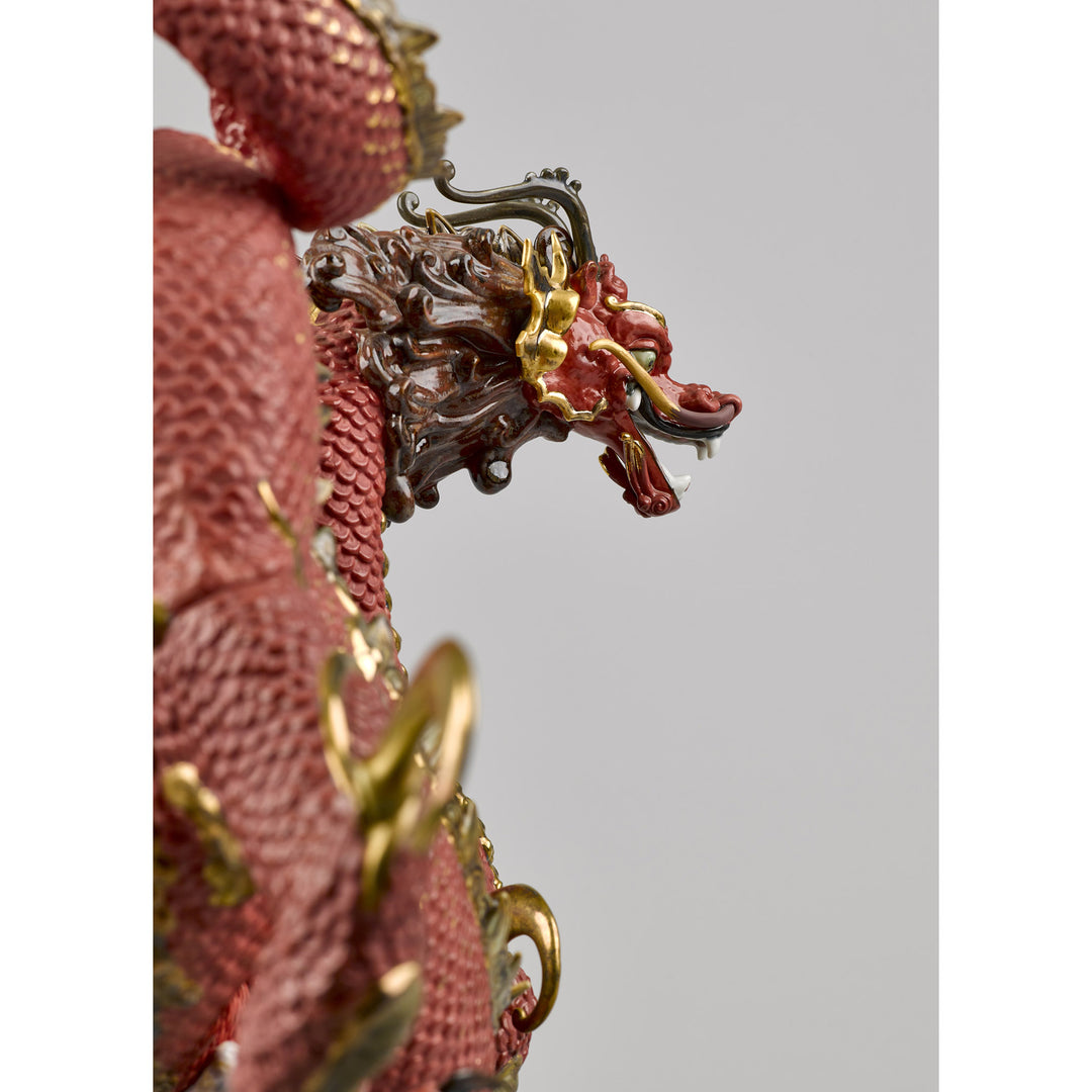Image 14 Lladro Auspicious Dragon Sculpture. Red. Limited Edition - 01008625