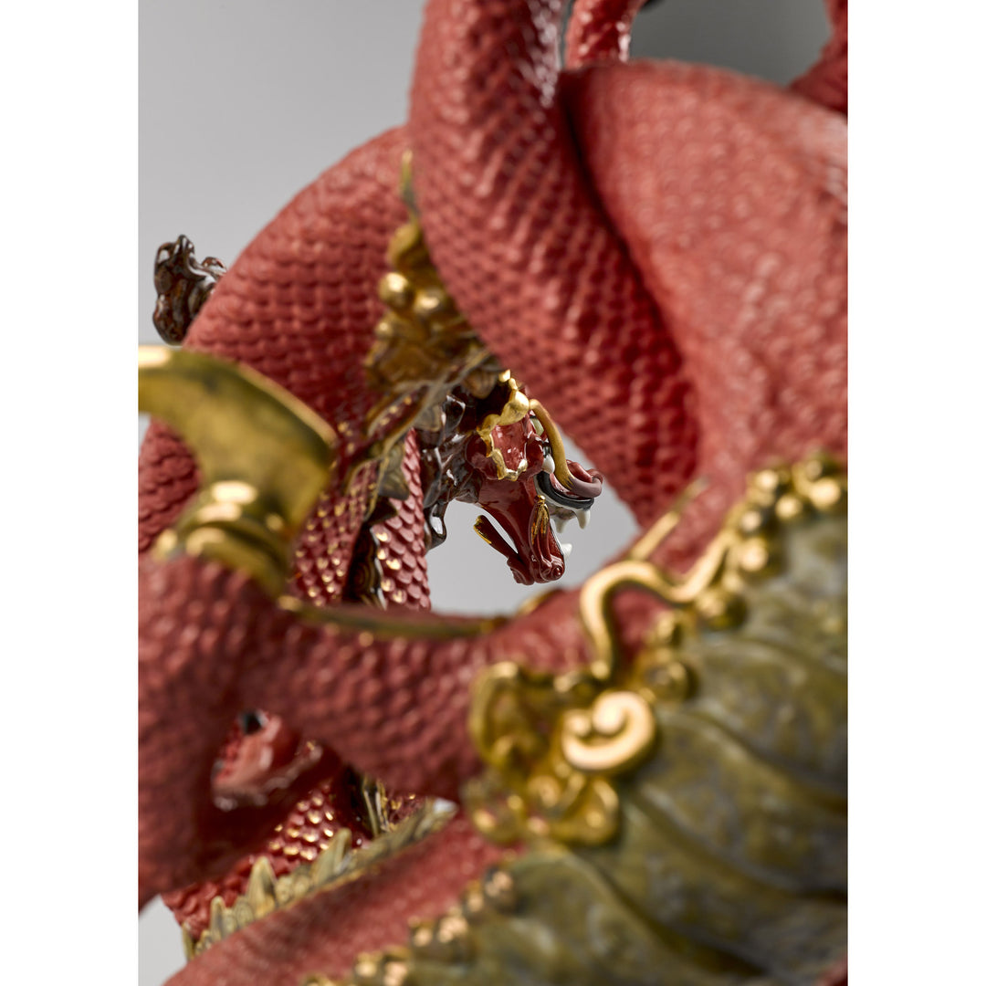 Image 15 Lladro Auspicious Dragon Sculpture. Red. Limited Edition - 01008625
