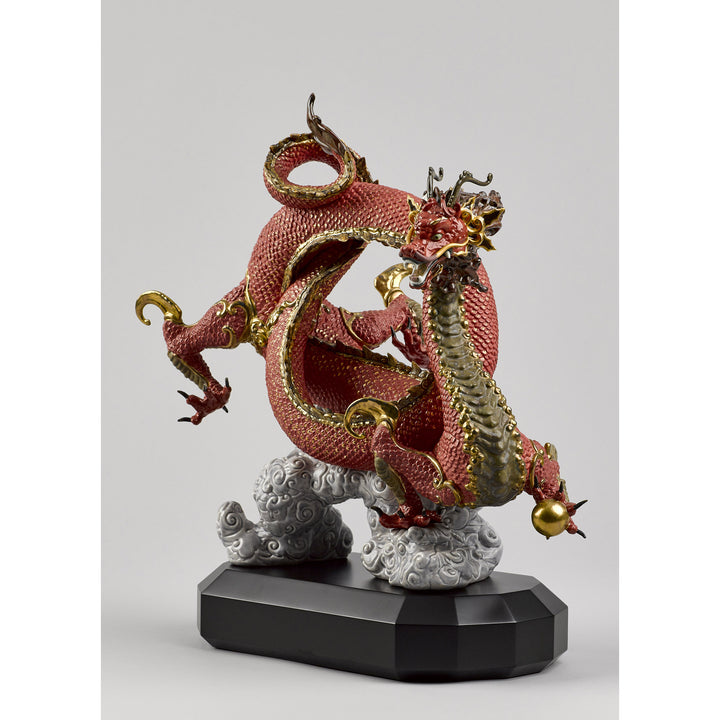 Image 17 Lladro Auspicious Dragon Sculpture. Red. Limited Edition - 01008625