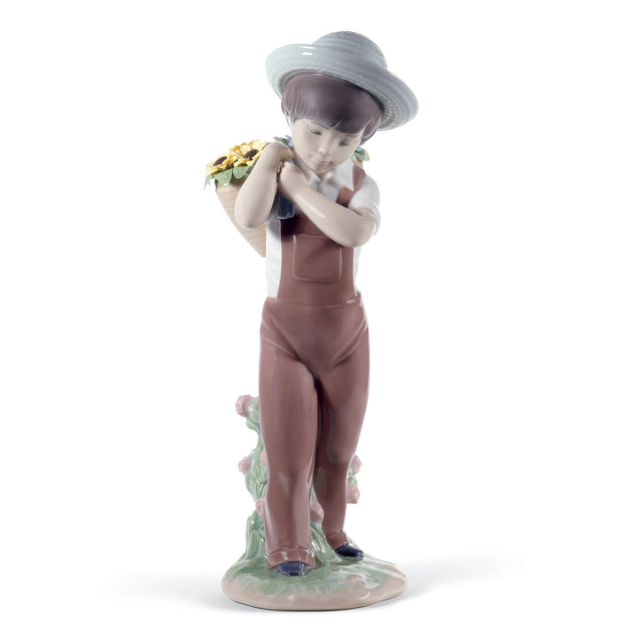 Lladro Gathering Flowers Boy Figurine. 60th Anniversary - 01008675