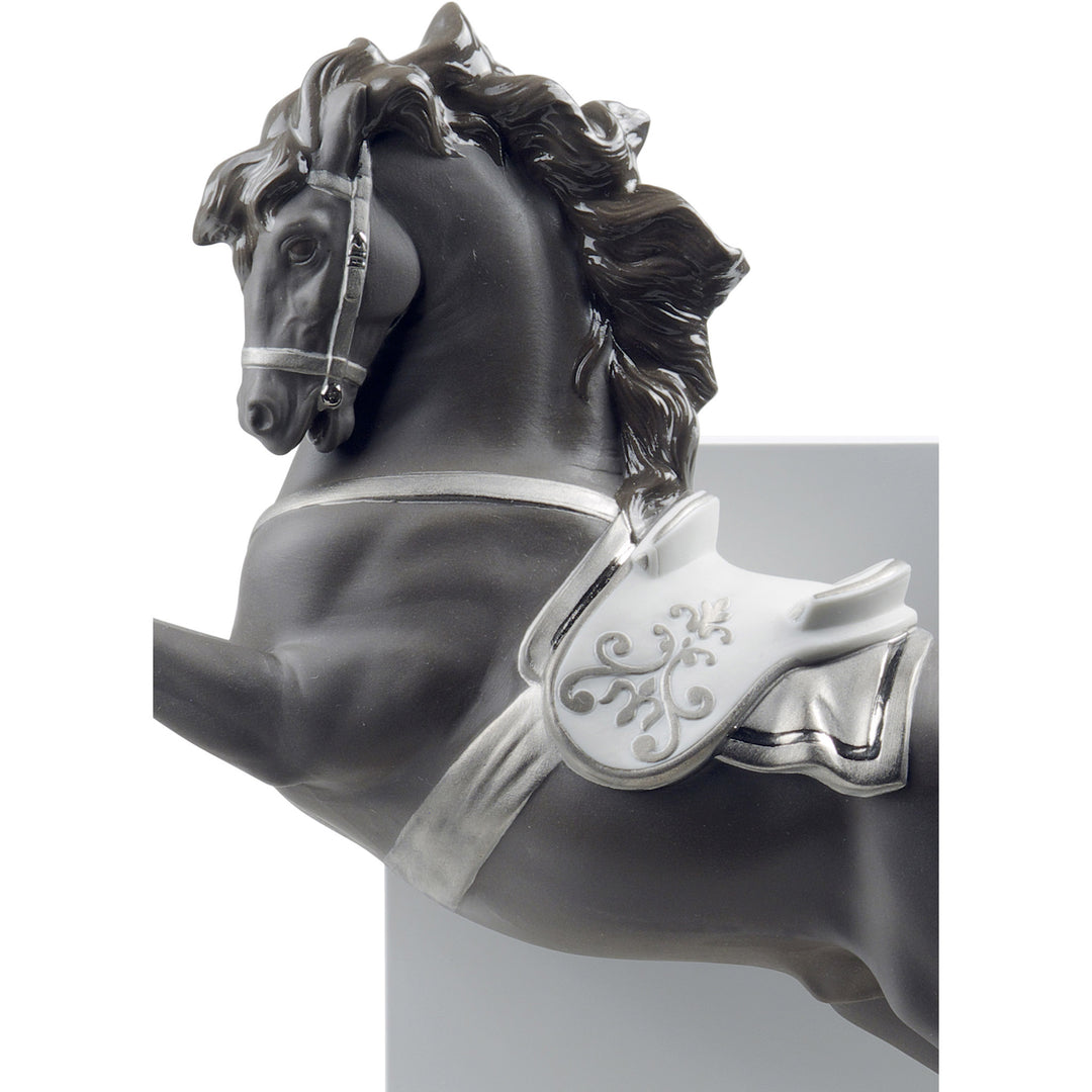 Image 2 Lladro Horse on Pirouette Figurine. Silver Lustre - 01008720