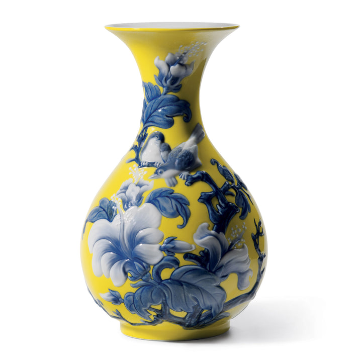 Lladro Sparrows Vase. Yellow - 01008725