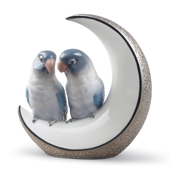 Lladro Fly Me to The Moon Birds Figurine. Silver Lustre - 01008789