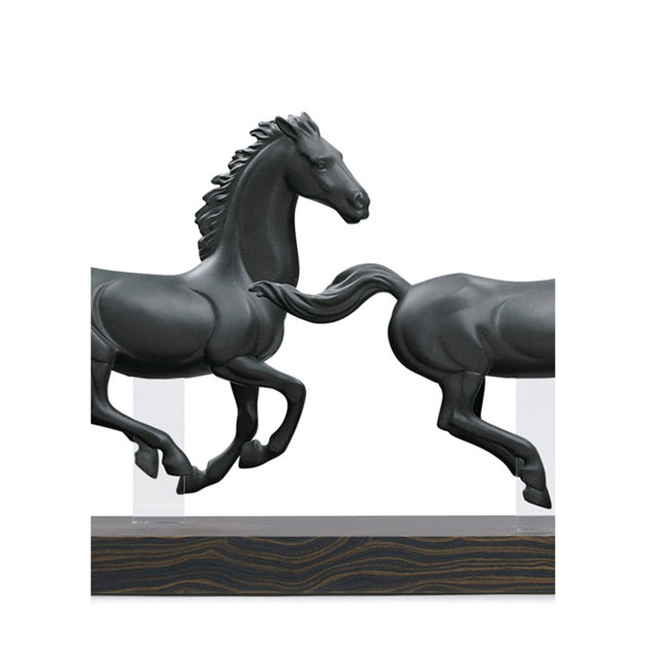 Image 2 Lladro Galloping Herd Horses Figurine. Black - 01009085