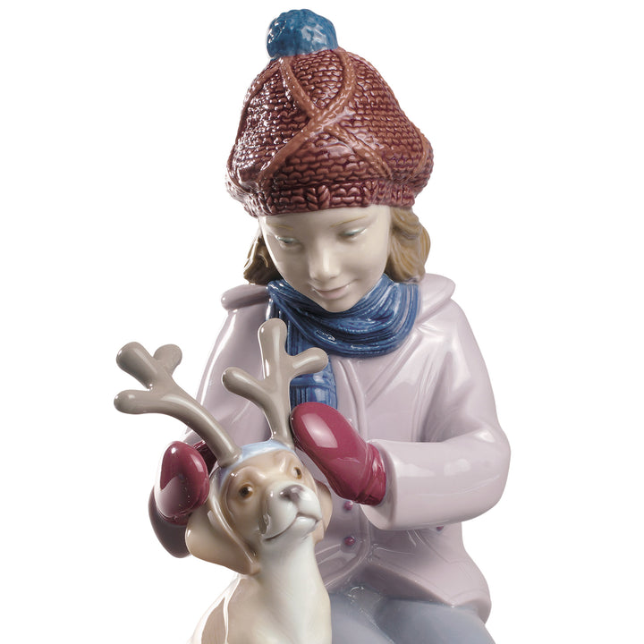 Image 2 Lladro My Little Reindeer Girl Figurine - 01009130