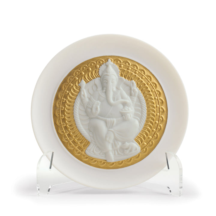 Lladro Lord Ganesha Decorative Plate. Golden Lustre - 01009153