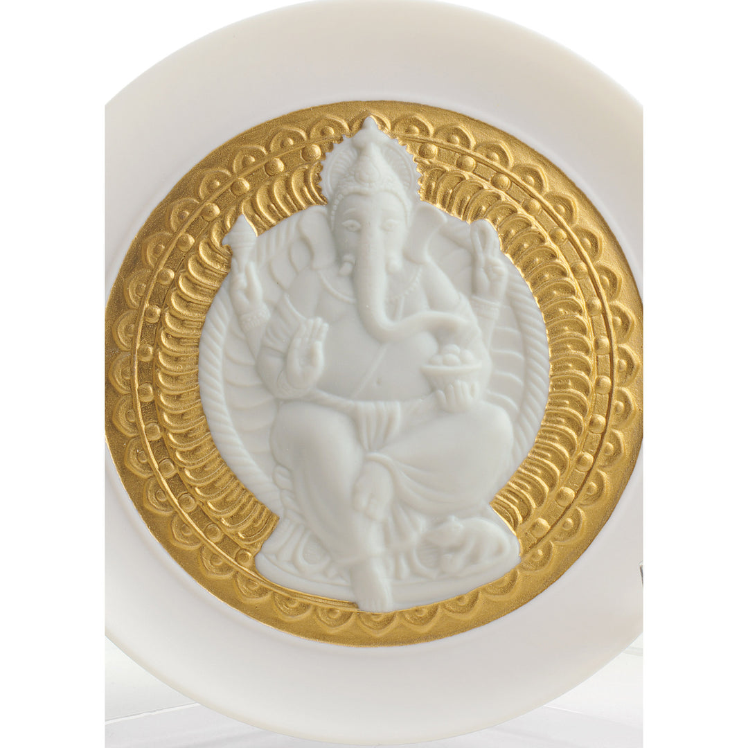 Image 2 Lladro Lord Ganesha Decorative Plate. Golden Lustre - 01009153