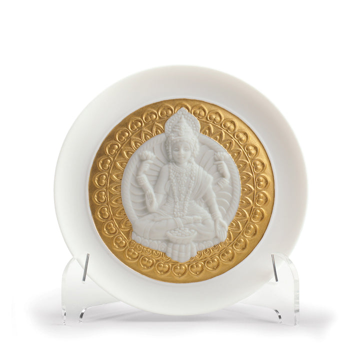 Lladro Goddess Lakshmi Decorative Plate. Golden Lustre - 01009154