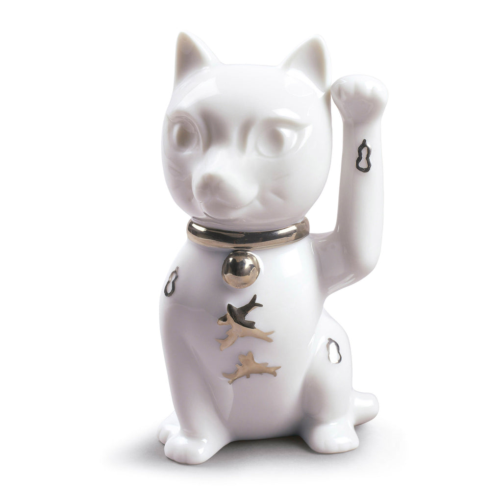 Maneki Neko Figurine. Silver Lustre – Regis Galerie