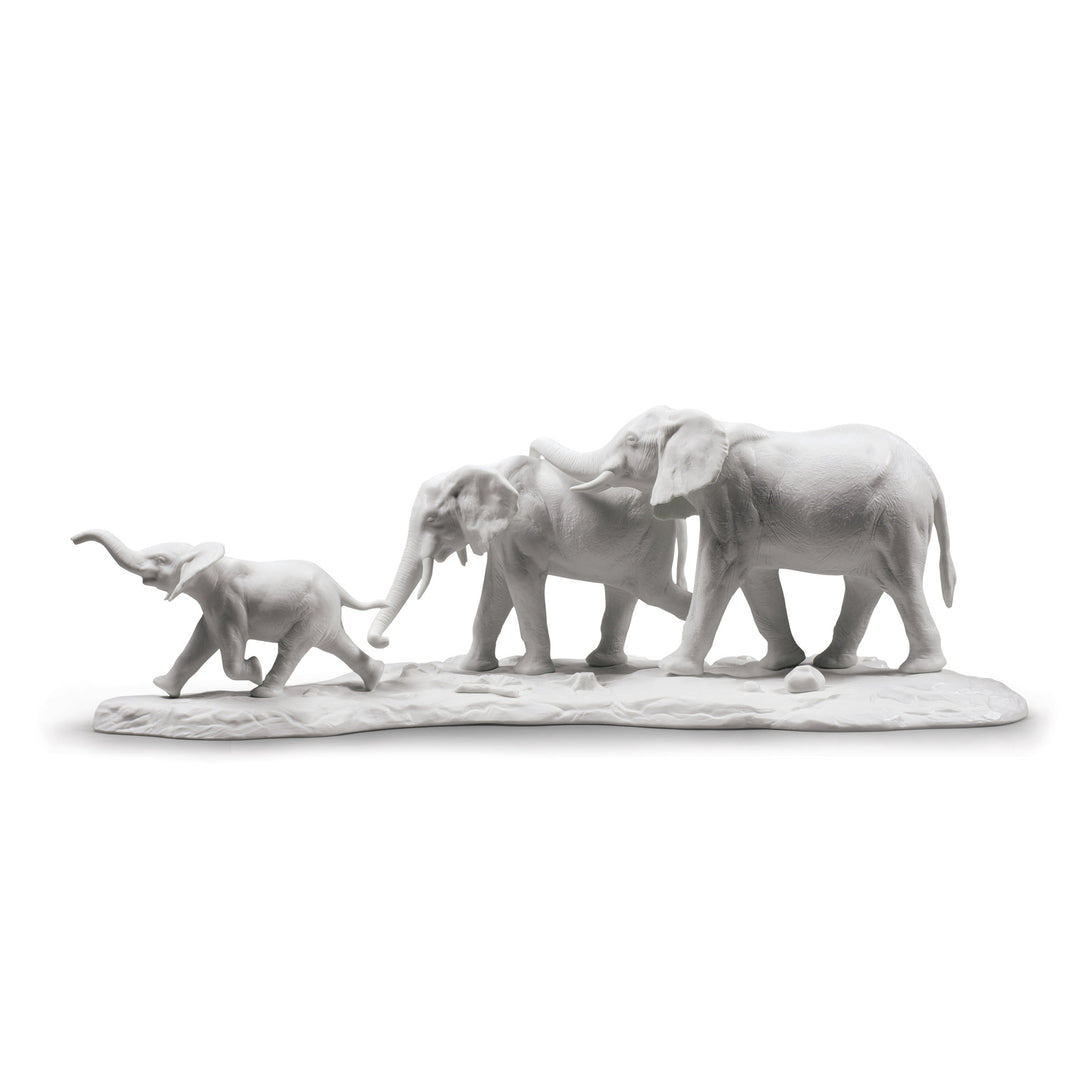 Lladro We Follow in Your Steps Elephants Sculpture. White - 01009295