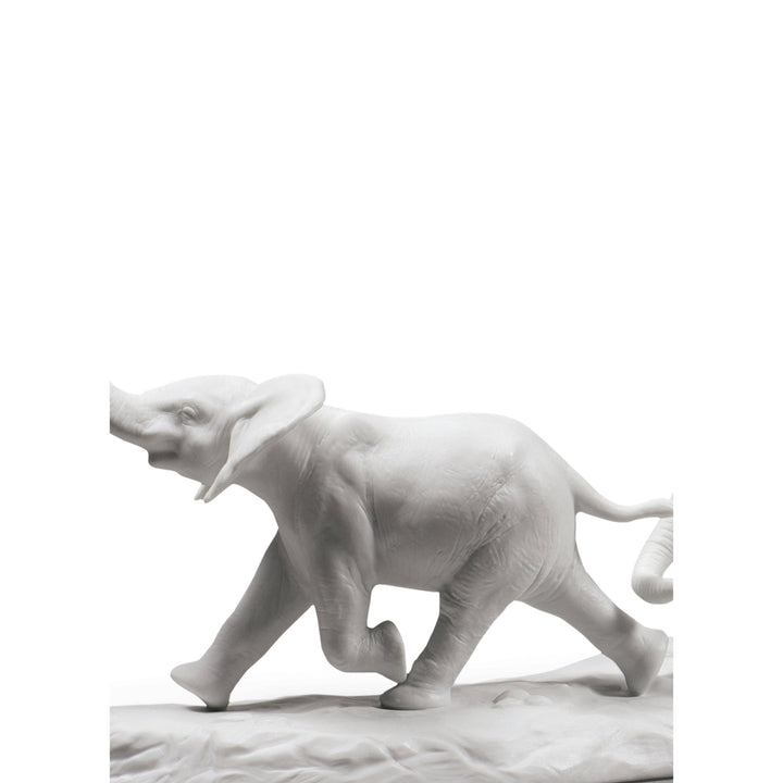 Image 3 Lladro We Follow in Your Steps Elephants Sculpture. White - 01009295