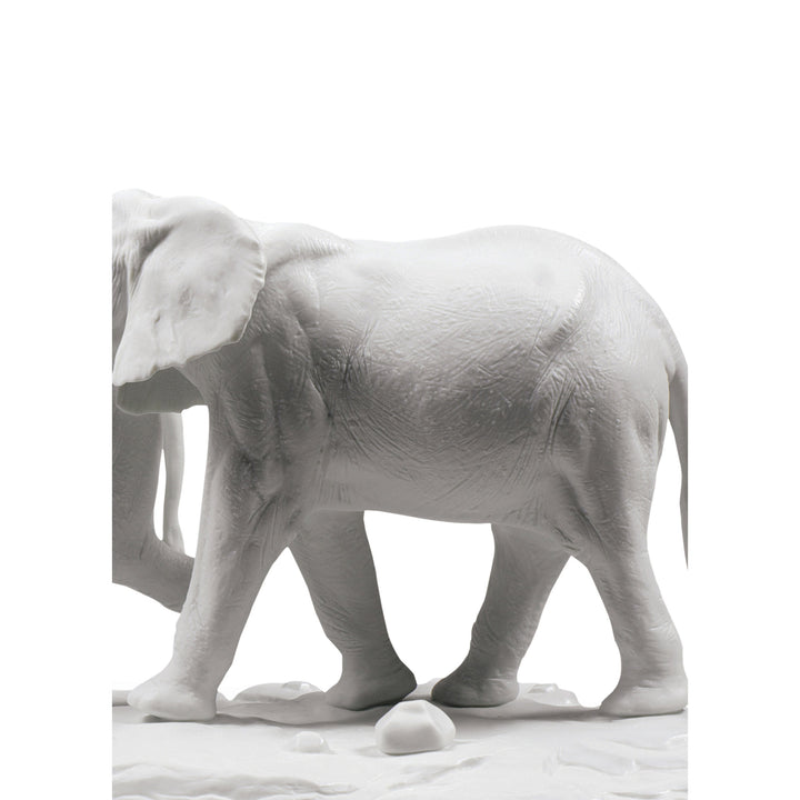Image 5 Lladro We Follow in Your Steps Elephants Sculpture. White - 01009295
