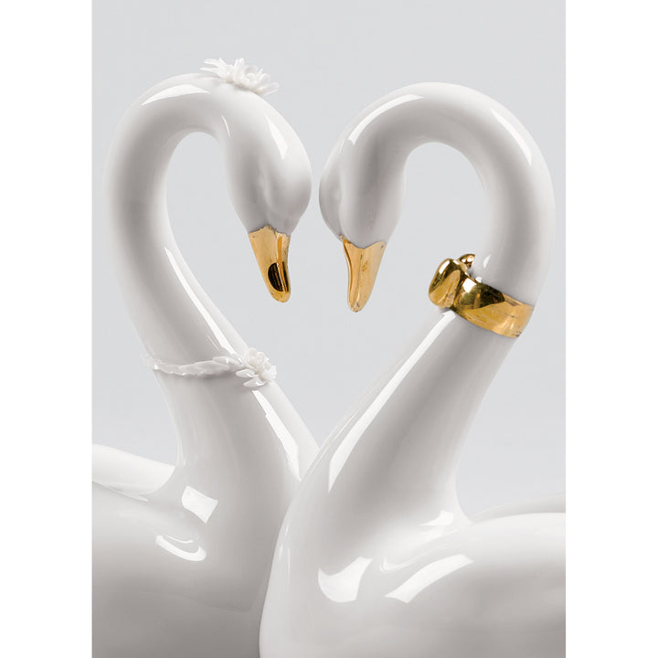Image 3 Lladro Endless Love Swans Figurine. Golden Luster - 01009304