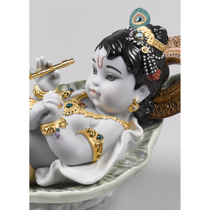 Image 2 Lladro Krishna on Leaf Figurine - 01009370