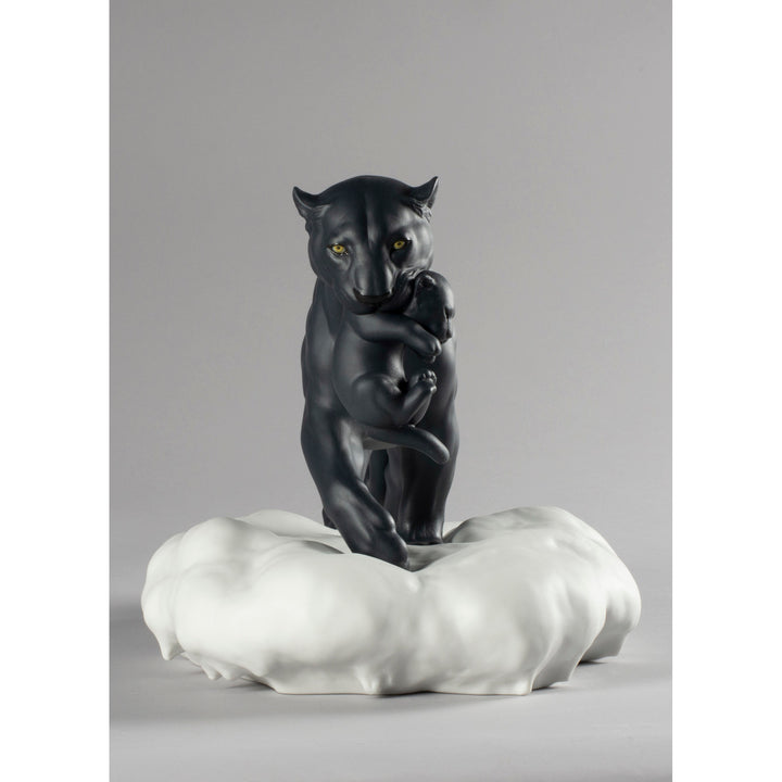 Image 6 Lladro Black Panther with Cub Figurine - 01009382