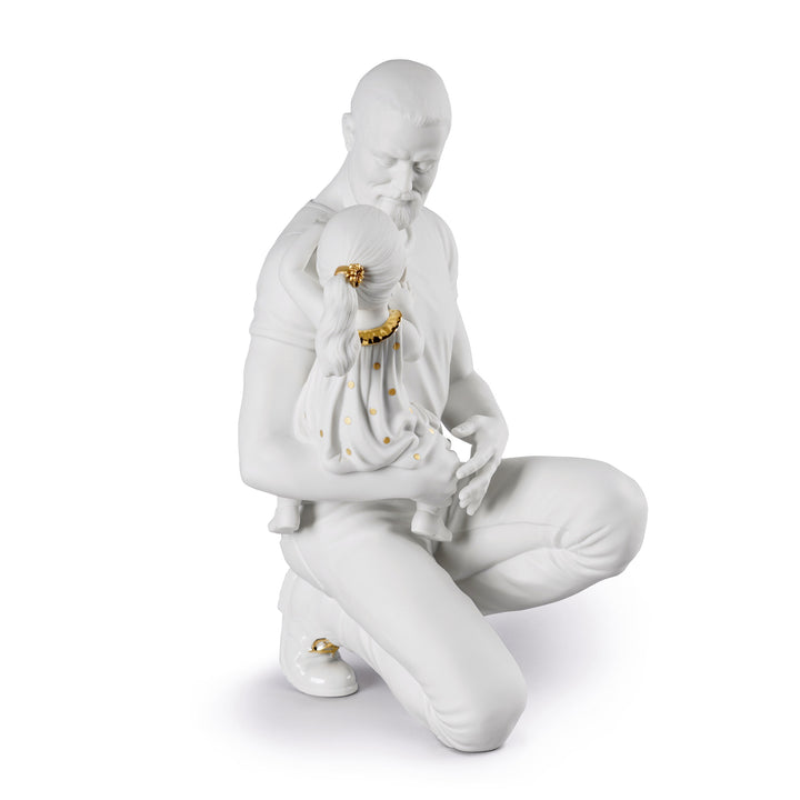 Image 2 Lladro In Daddy's Arms Figurine. Golden Luster <(>&<)> White - 01009392