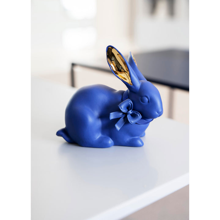 Image 2 Lladro Attentive Bunny. Blue-Gold - 01009448
