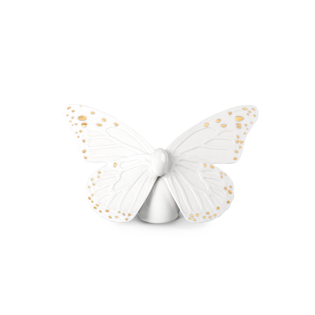 Lladro Butterfly Figurine. Golden Luster & White - 01009451