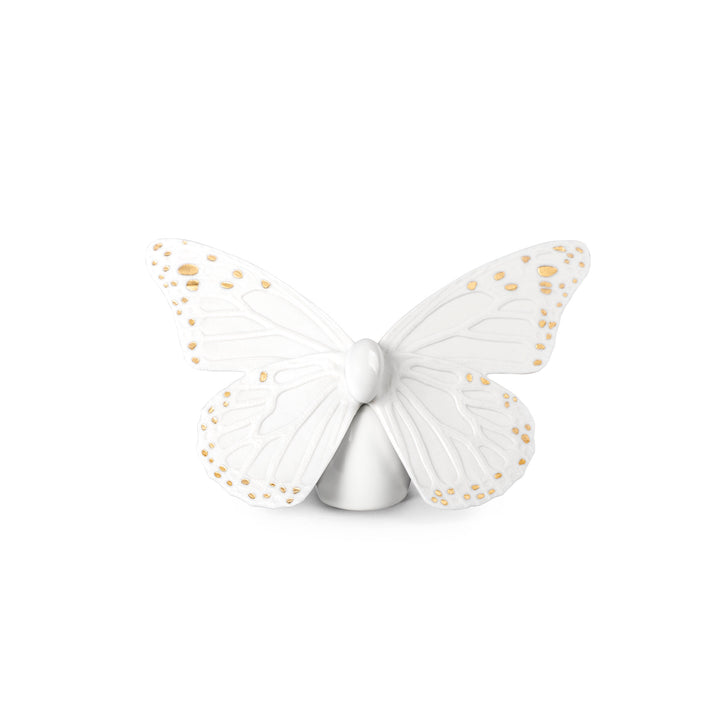 Lladro Butterfly Figurine. Golden Luster & White - 01009451