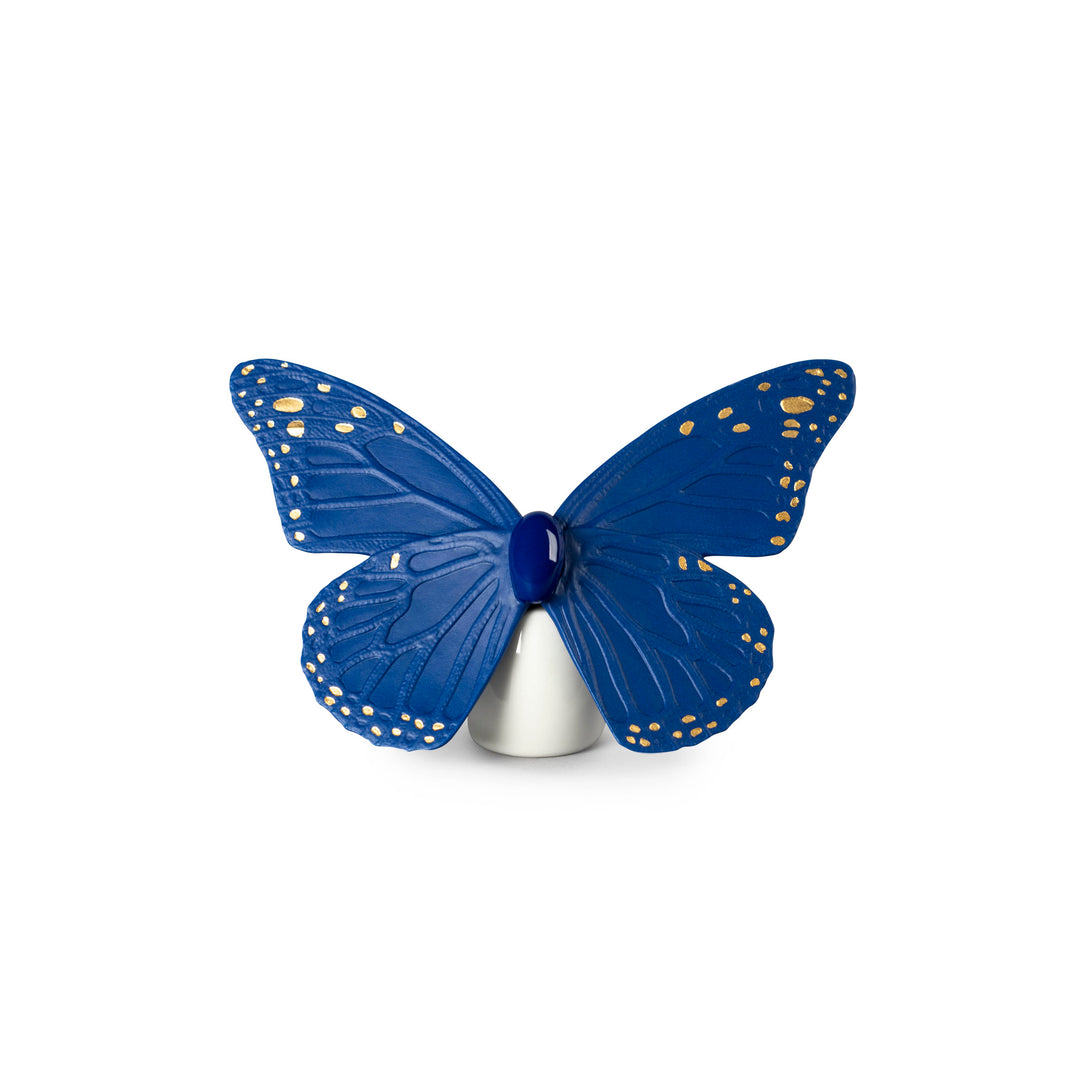 Lladro Butterfly Figurine. Golden Luster & Blue - 01009452