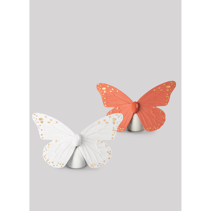 Image 5 Lladro Butterfly Figurine. Golden Luster & Coral - 01009453