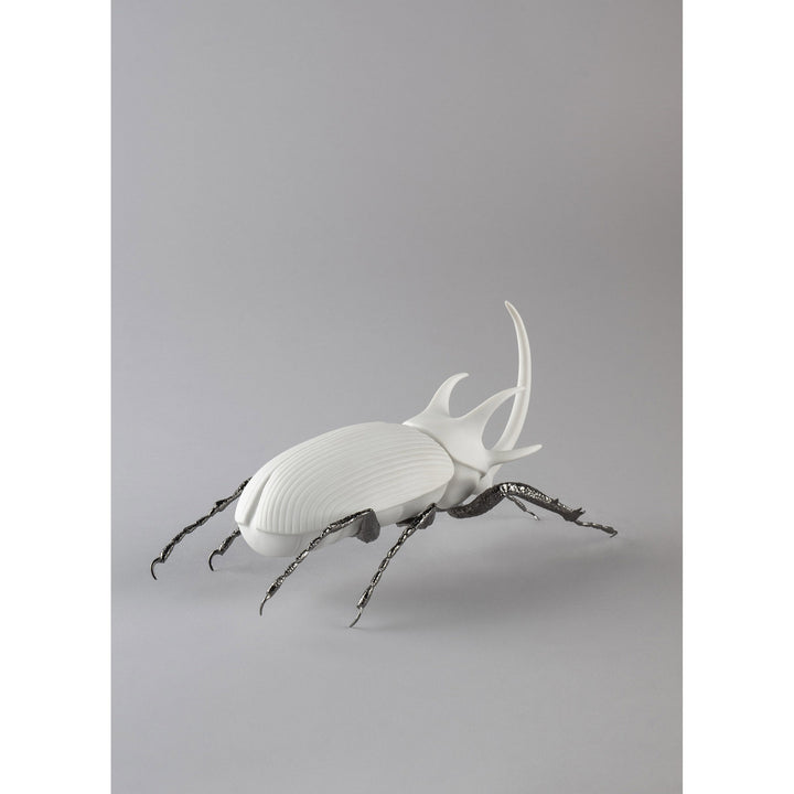 Image 3 Lladro Rhinoceros Beetle Figurine. Matte White - 01009478