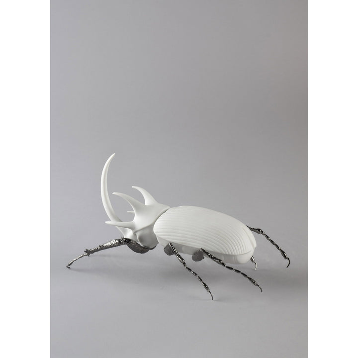 Image 4 Lladro Rhinoceros Beetle Figurine. Matte White - 01009478