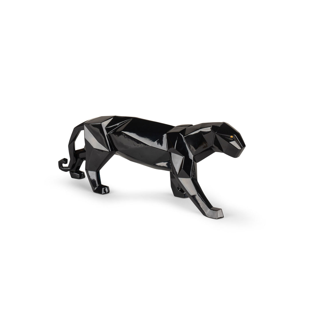 Lladro Panther Figurine. Glazed Black - 01009496