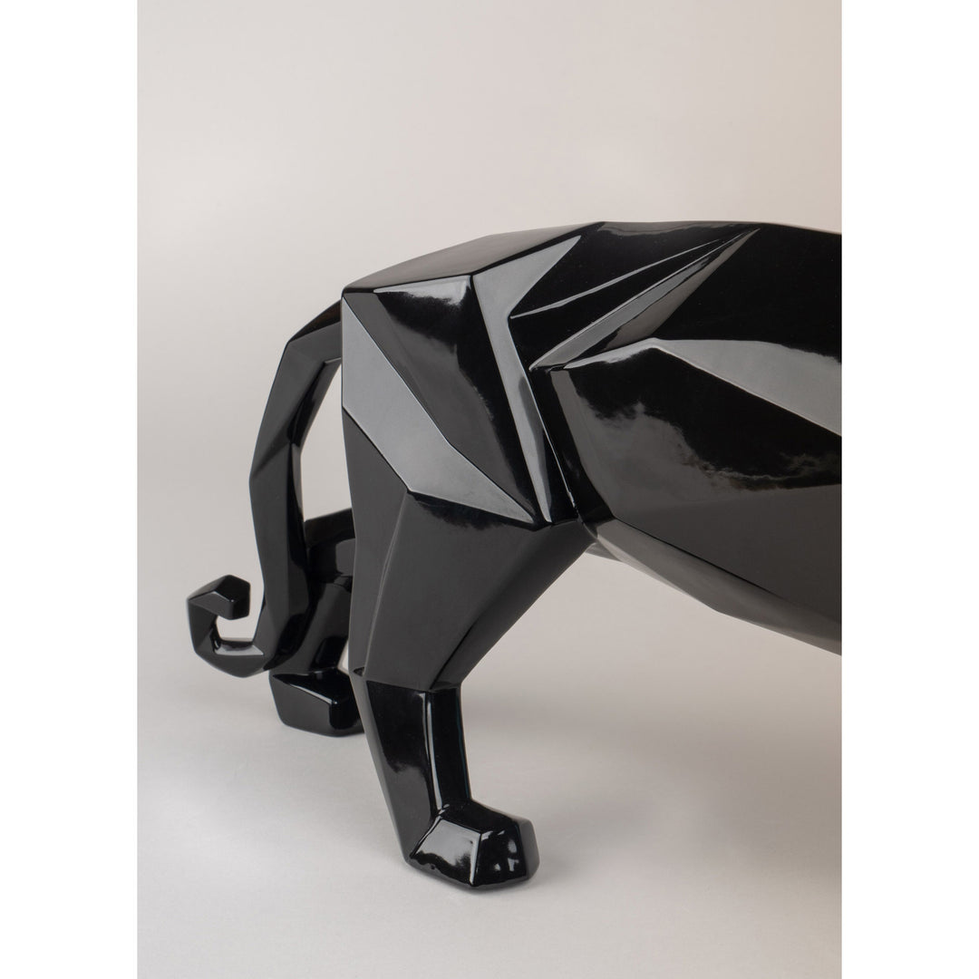 Image 4 Lladro Panther Figurine. Glazed Black - 01009496