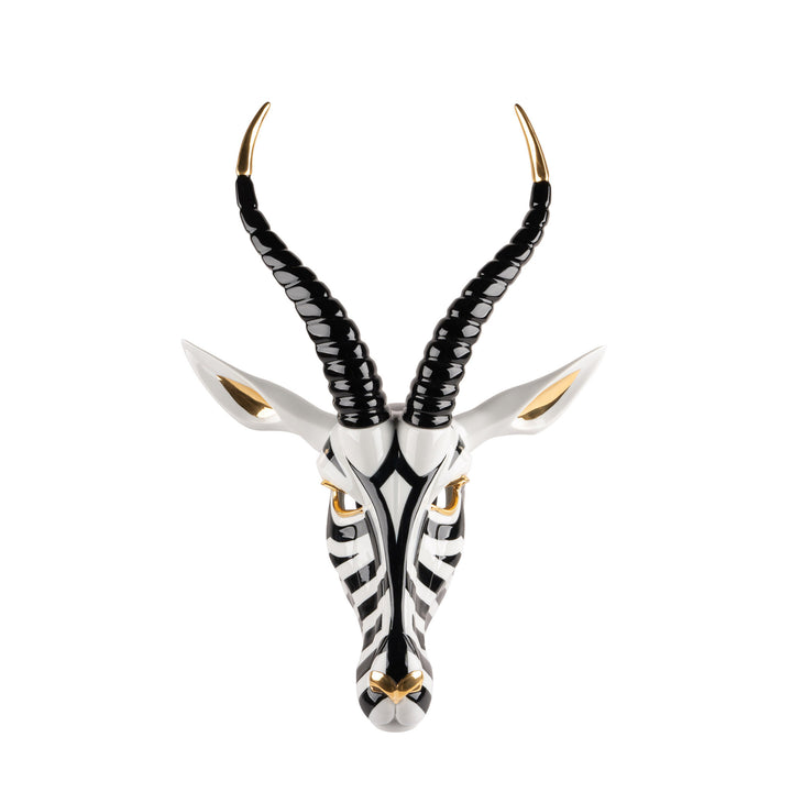 Lladro Antelope mask. Black and gold - 01009541