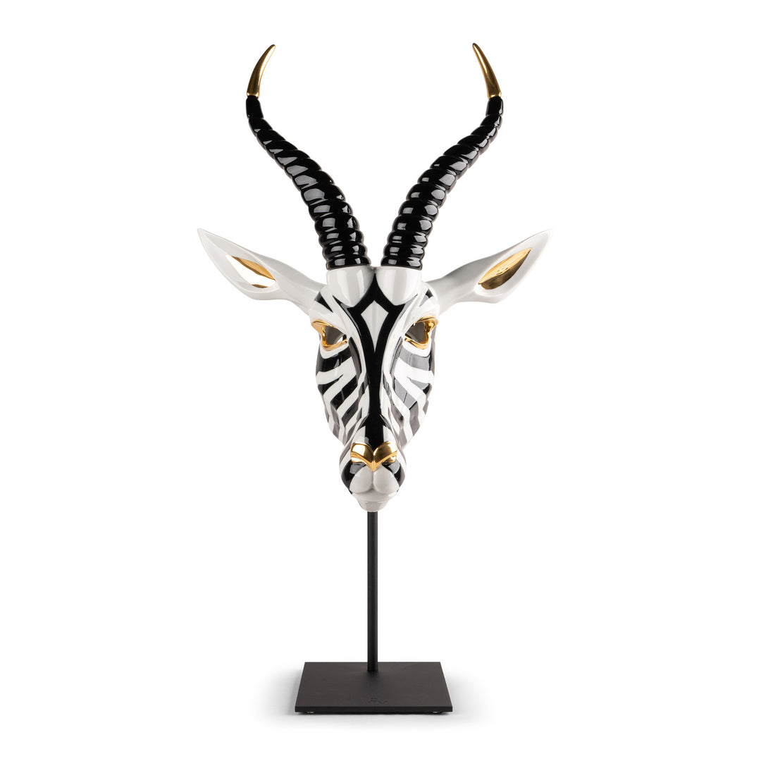 Image 3 Lladro Antelope mask. Black and gold - 01009541