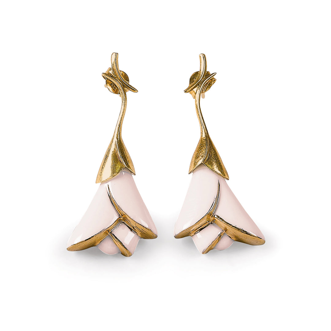 Lladro Heliconia Short Earrings. Pink - 01010186