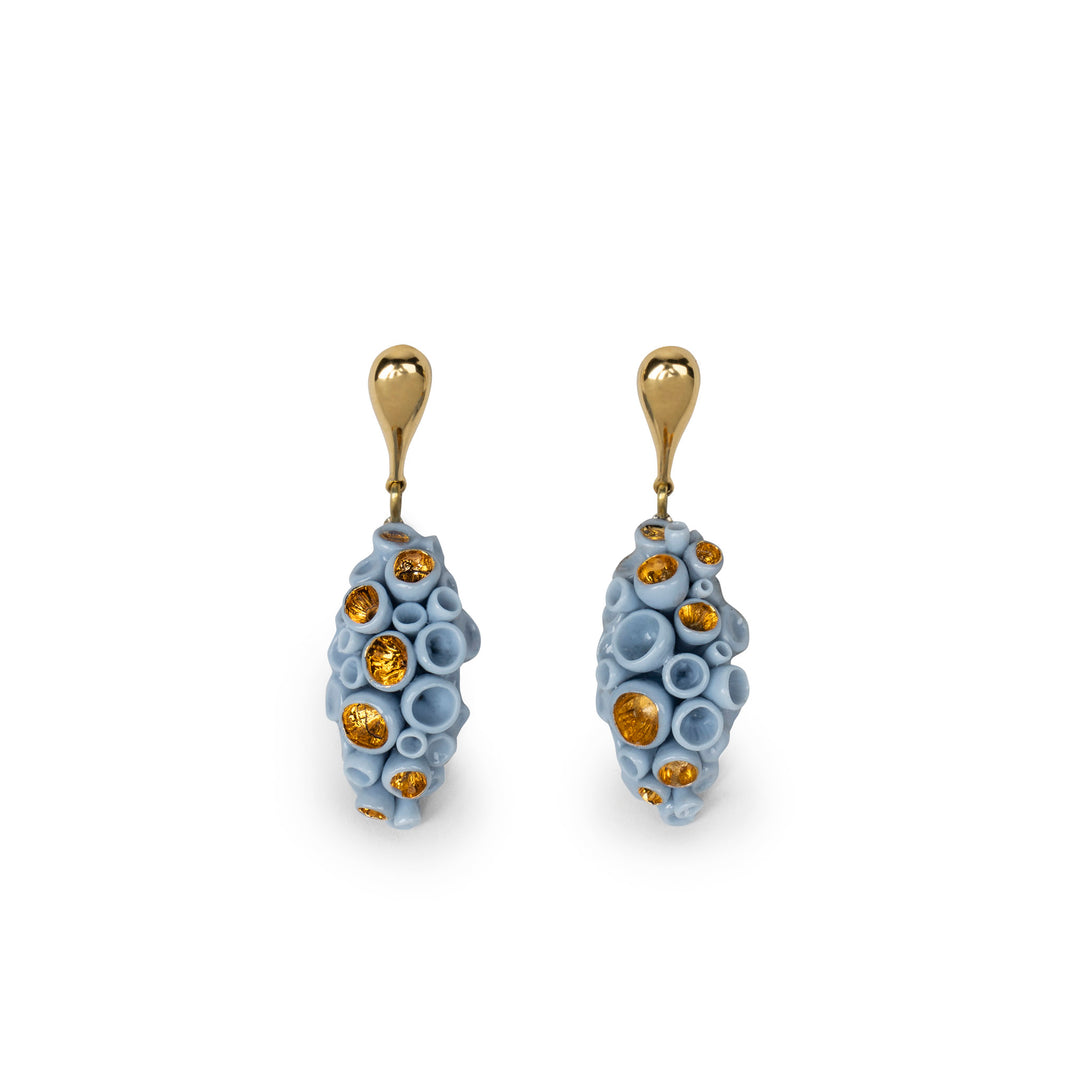 Lladro Golden Blue Reef Long Earrings - 01010238