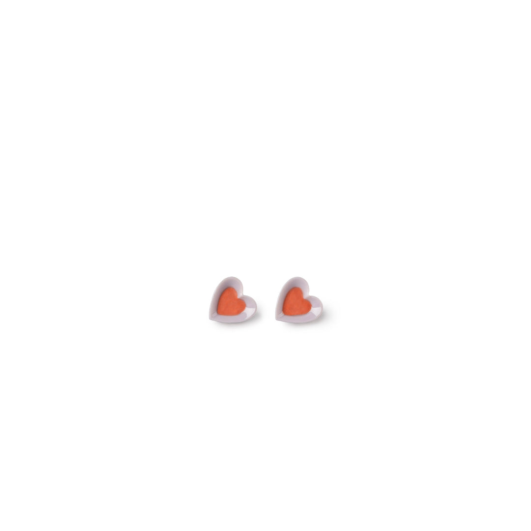 Lladro Hearts Stud Earrings. Violet & Red - 01010272