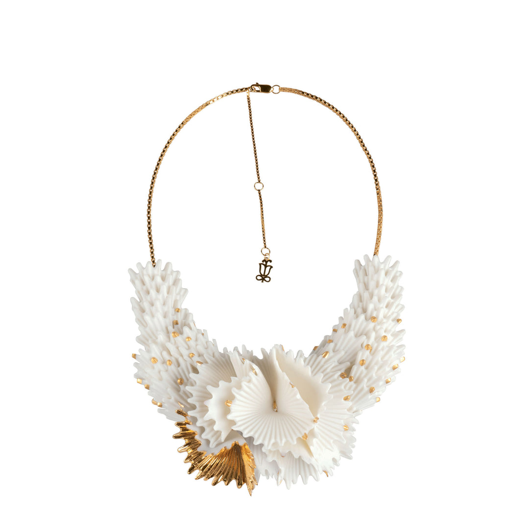 Lladro Actinia Necklace. White and Golden luster - 01010286